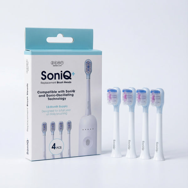 ZENT SoniQ+ Wymienne końcówki do szczoteczki soniczno-obrotowej – Zestaw 4 sztuk na 12 miesięcy