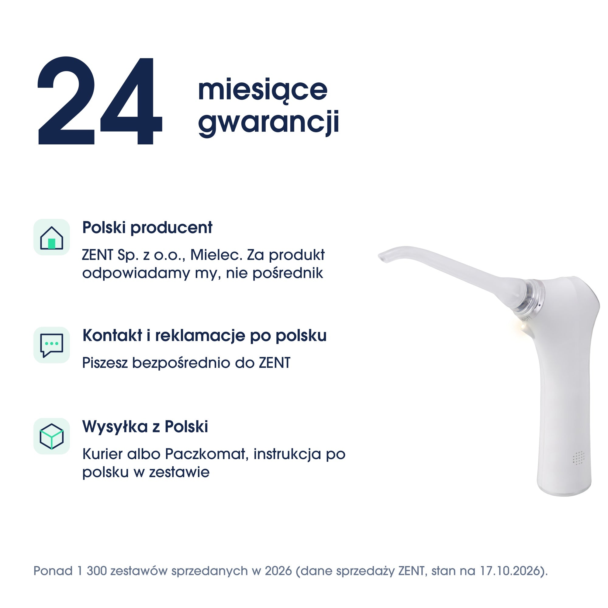ZENT TonsilCare: 24 miesiące gwarancji, kontakt i reklamacje po polsku oraz wysyłka z Polski.