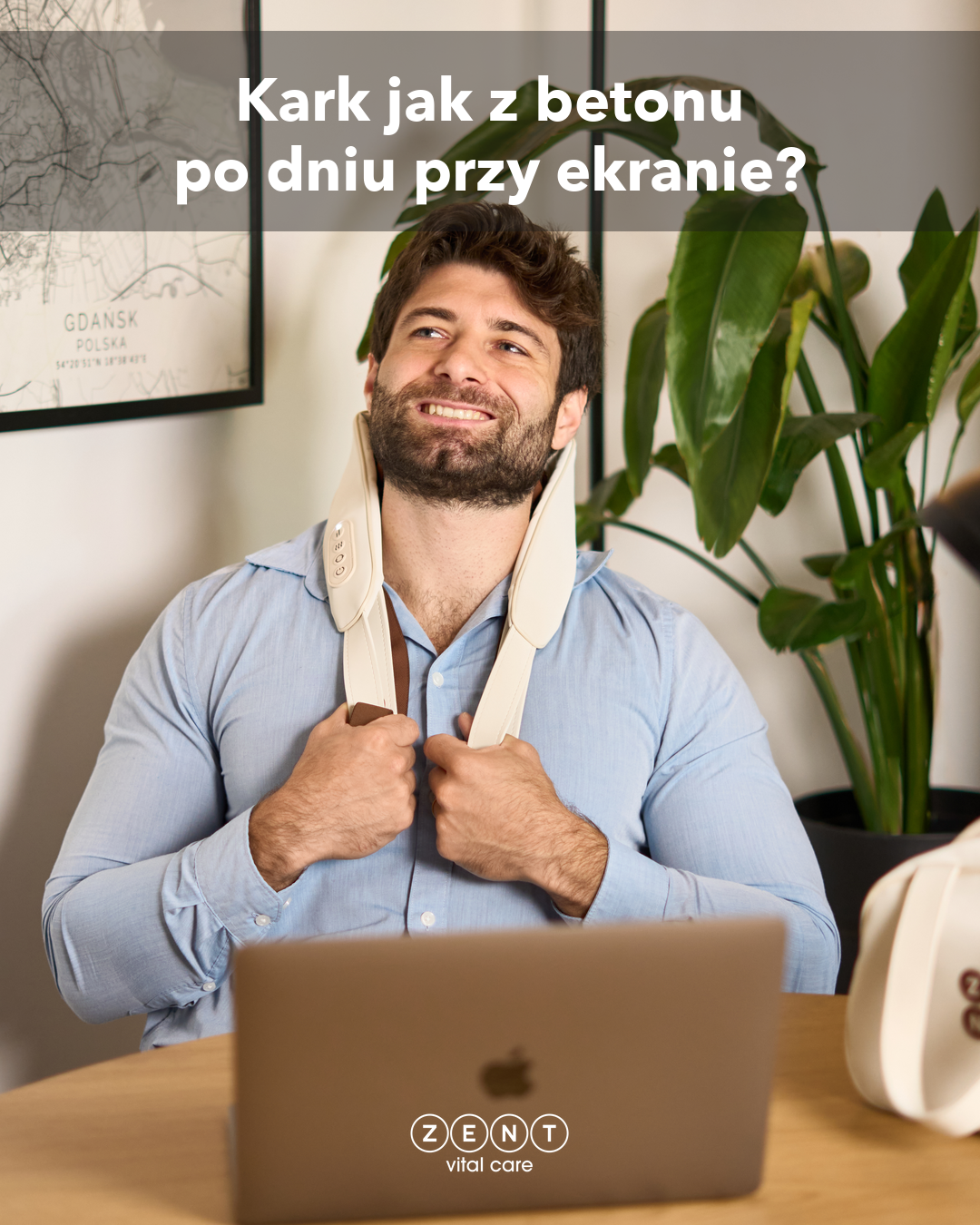 Spięty kark po dniu przy ekranie