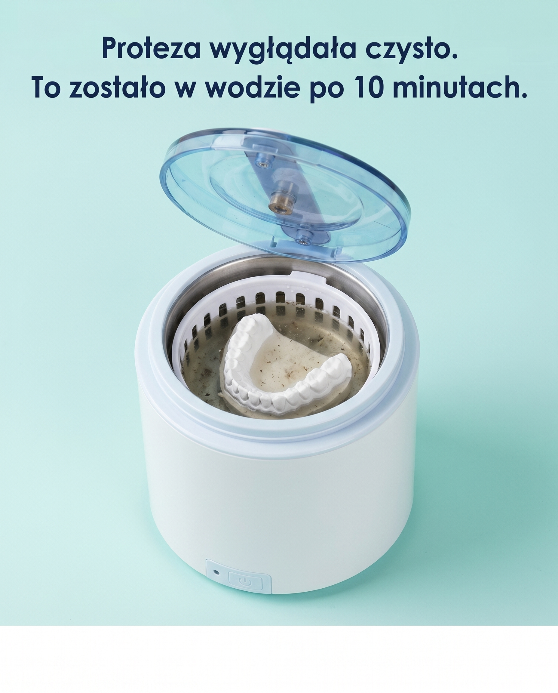 Myjka ultradźwiękowa ZENT SoniQWave na jasnym miętowym tle
